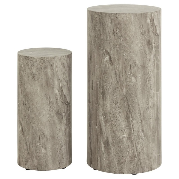 Zestaw 2 stolików wysokich Dice marmur szary - ACTONA